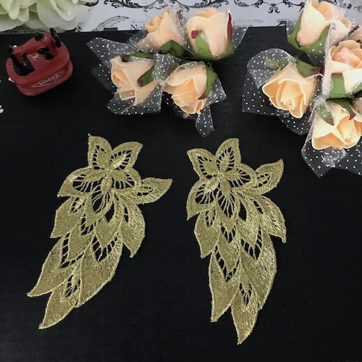 ゴールドの花モチーフセットになります バトン 秀逸 正規店 レオタード モチーフ 衣装 レースモチーフ 花 ゴールド ベリーダンス 社交ダンス