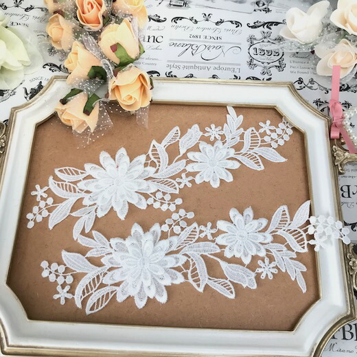 立体的な花柄のペアモチーフになります 注文後の変更キャンセル返品 モチーフレース バトン レオタード 衣装 花 レースモチーフ モチーフ バトンモチーフ 新体操 服飾 大注目 装飾 白 バレエ衣装 衣装作り