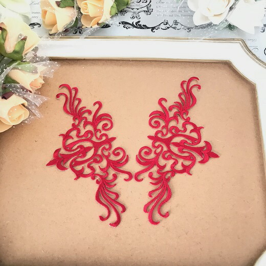 アイロン接着できるレッドの刺繍ワッペンモチーフセットです モチーフ ワッペン アイロン用 貼り付け 人気上昇中 アップリケ レッド バレエ衣装 パーツ キャンペーンもお見逃しなく 赤 舞台衣装 レオタード 衣装 ハンドメイド